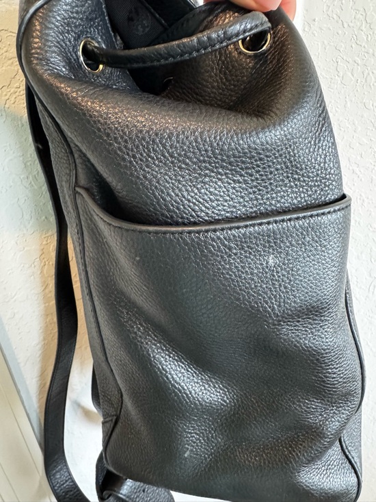 Tory Burch Black Pebbled Leather Backpack with Gold Logo main image 12
